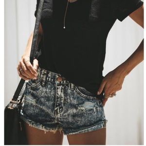 Olivaceous High Rise Denim Cut Off Shorts Size M